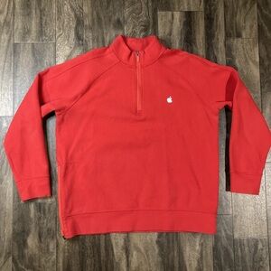 Apple Store 1/4 Zip Sweatshirt Mens Large Red Vented Zip Pocket Embroidered